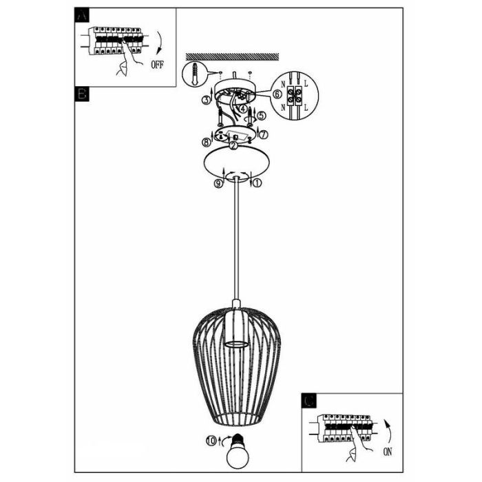 Sort industri pendler lampe metal, Kitana