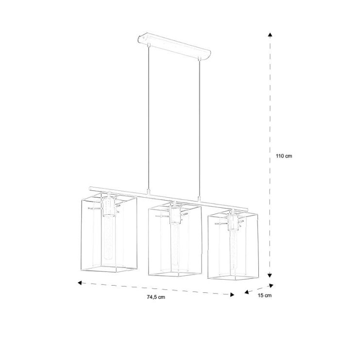Sort industri pendler lampe glas, Aprica