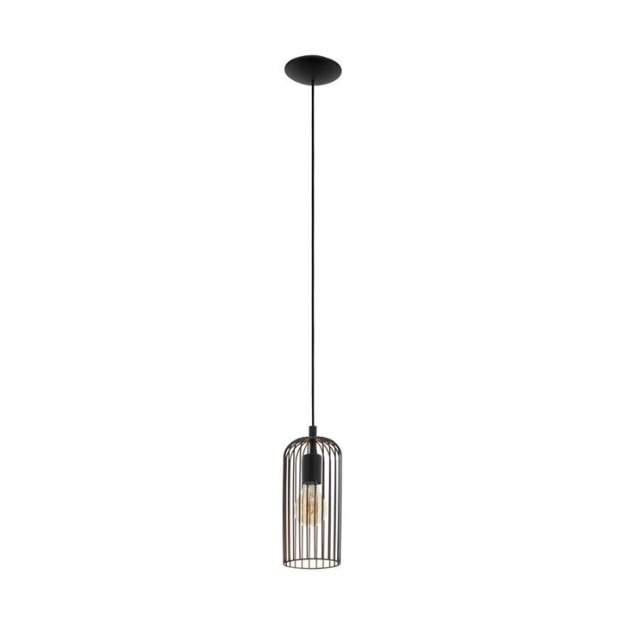 Sort industri pendler lampe stål, Silje