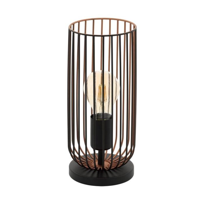 Kobber industri bordlampe stål, Silje, med brytare