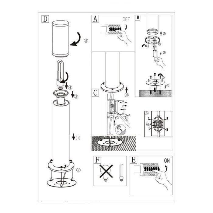 Sølv udendørslampe plast, Carlein, IP44