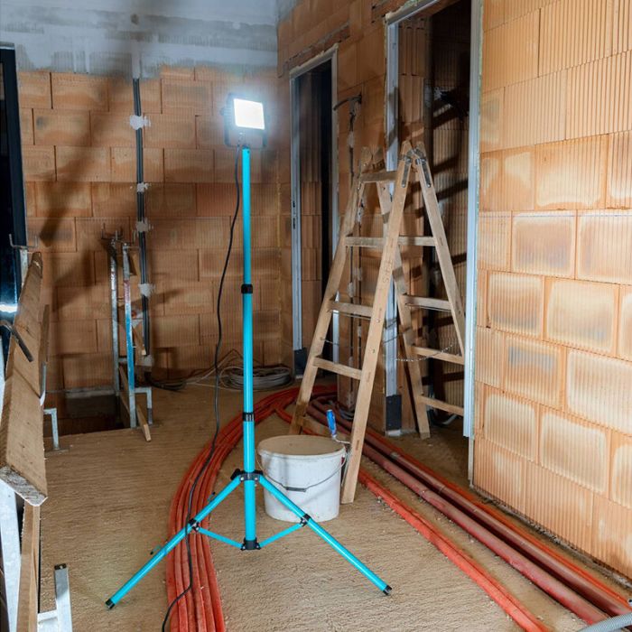 Blå arbejdslygte aluminium, Angelos, 30W, 4000K LED, IP65, med brytare