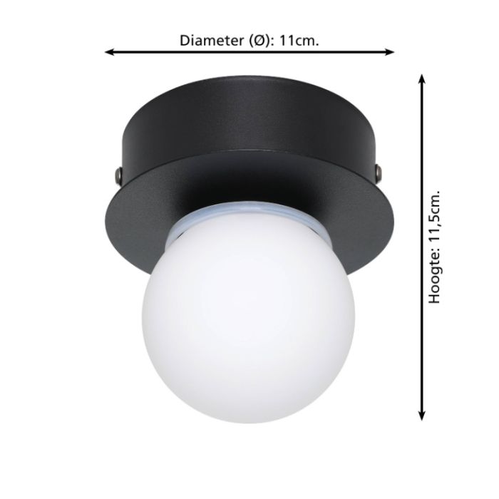 Sort modern loftlampe stål, Escha, 3,3W, 3000K LED
