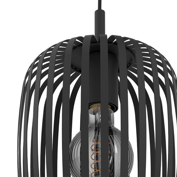 Sort industri pendler lampe stål, Pietro