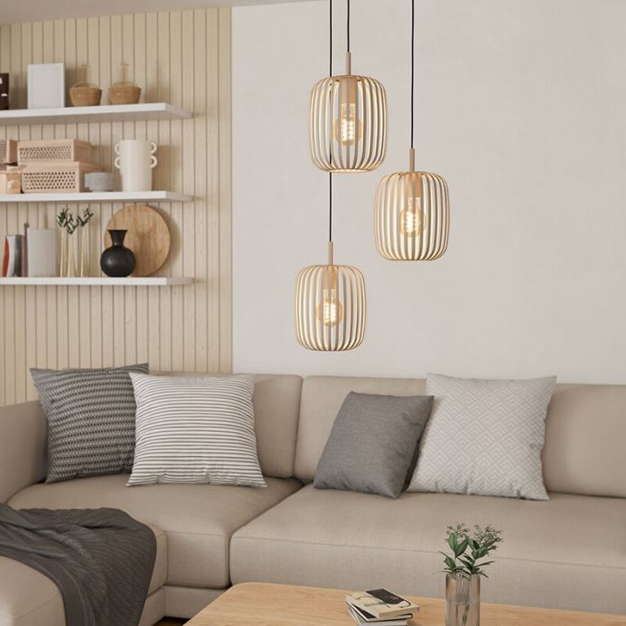 Beige industri pendler lampe stål, Pietro