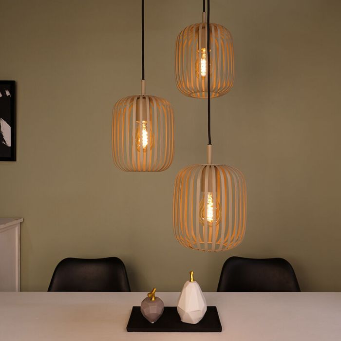 Beige industri pendler lampe stål, Pietro