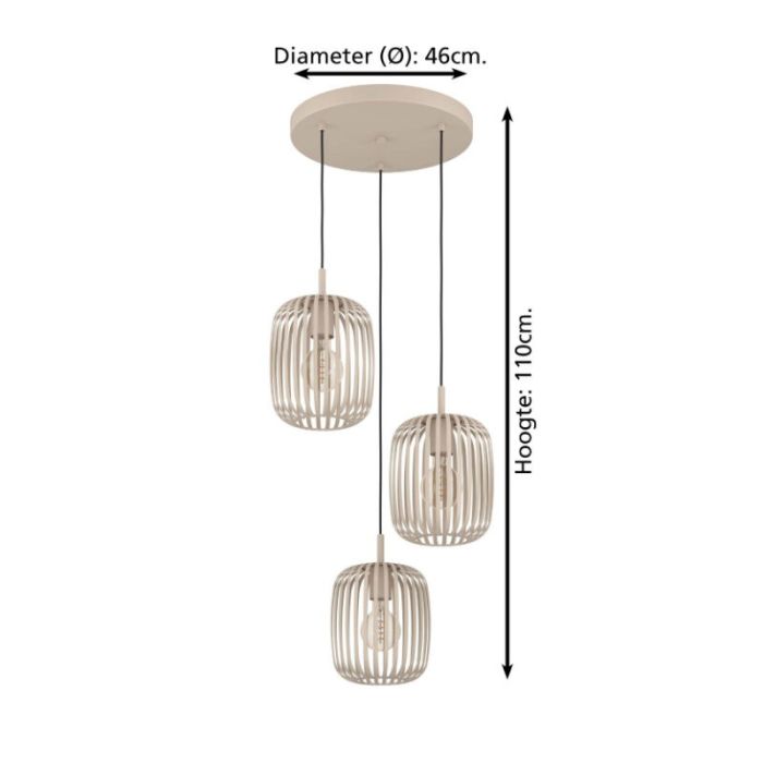 Beige industri pendler lampe stål, Pietro