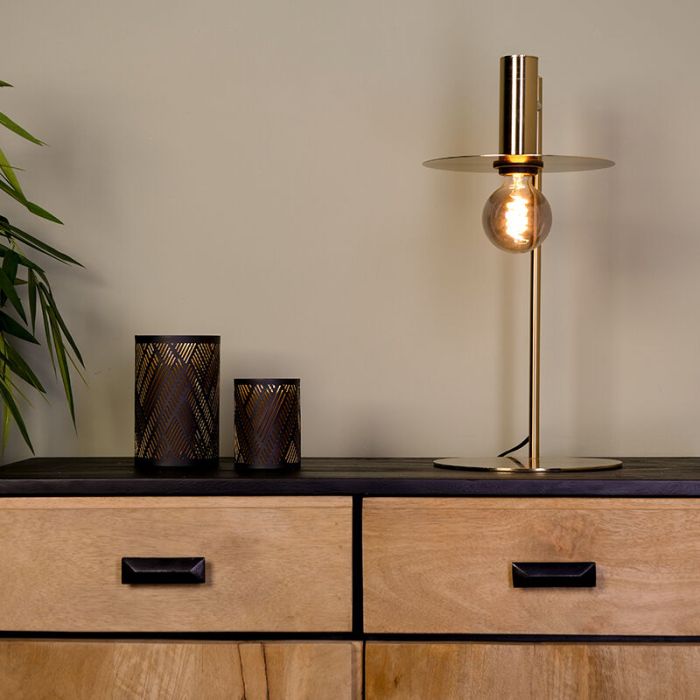Messing modern bordlampe stål, Elana, med brytare