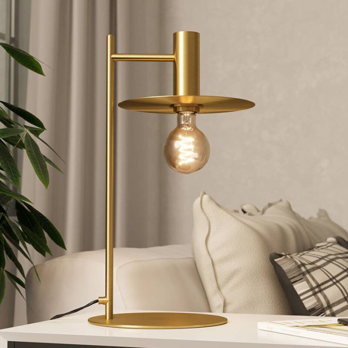 Messing modern bordlampe stål, Elana, med brytare