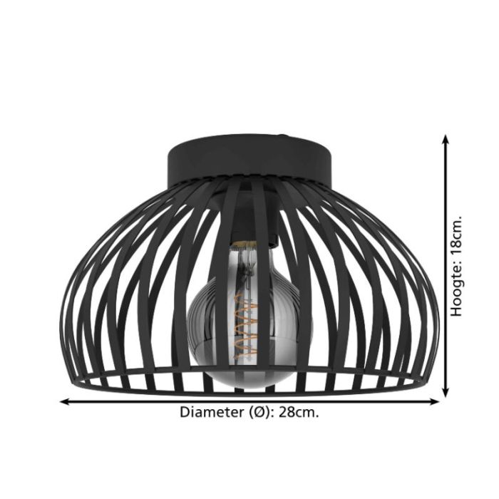 Sort industri loftlampe stål, Egine