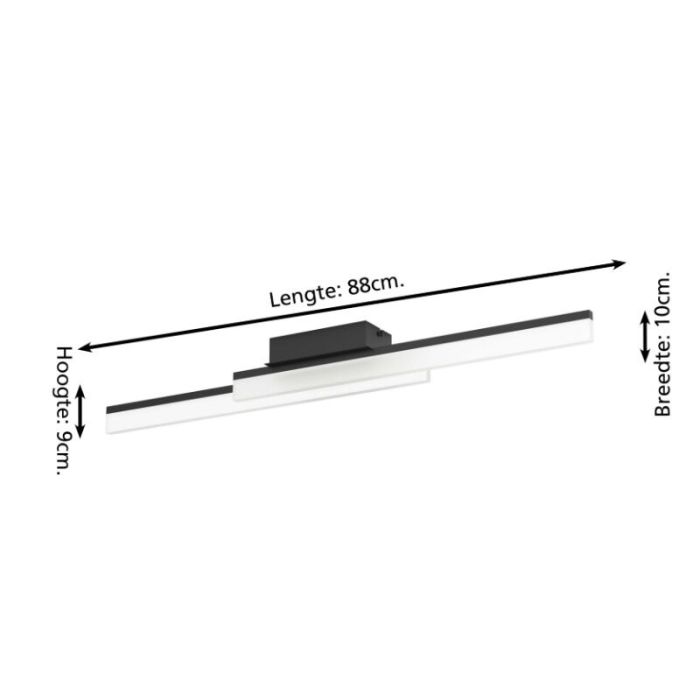 Sort modern loftlampe badeværelse aluminium, Michelle, 11W, 3000K LED, IP44