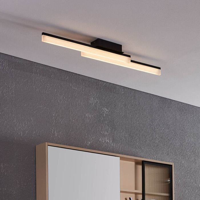 Sort modern loftlampe badeværelse aluminium, Michelle, 11W, 3000K LED, IP44
