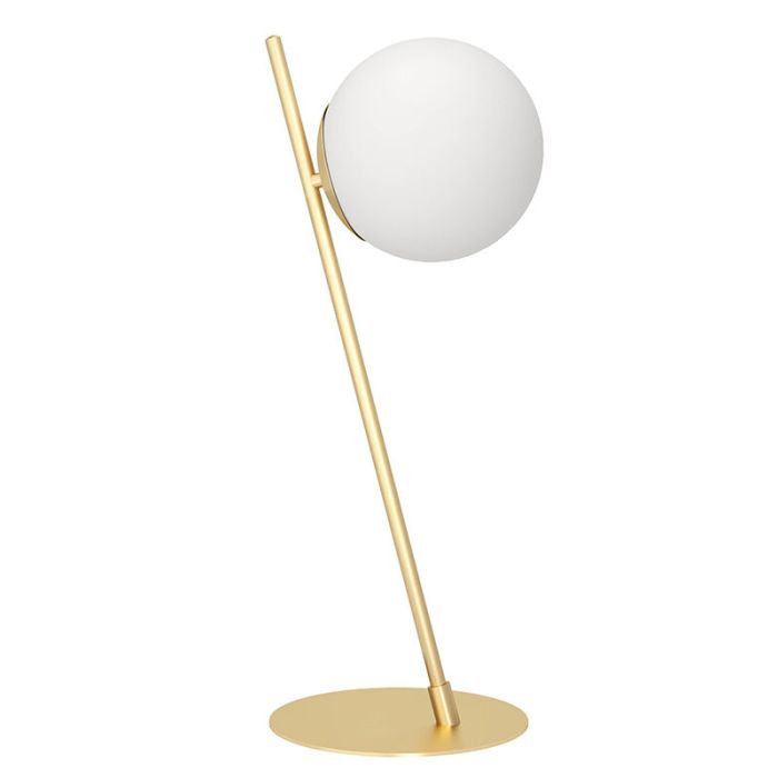 Messing modern bordlampe glas, Polly, med brytare