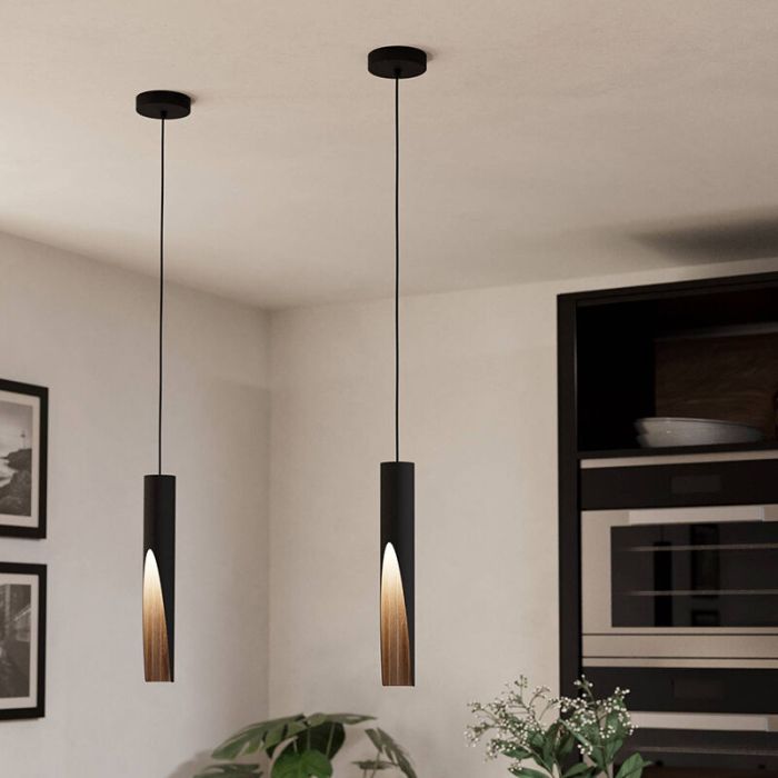 Brun modern pendler lampe aluminium, Aloysius