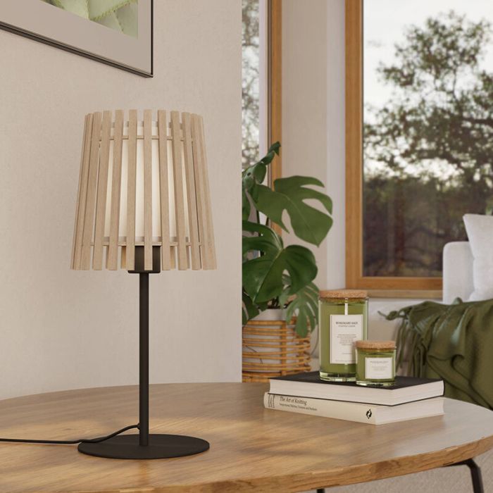 Rustik bordlampe træ, Farah, med brytare