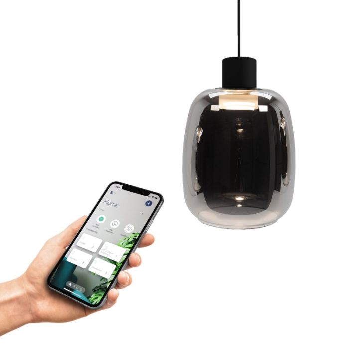 Sort modern smart pendler lampe glas, Tamika, 3,7W, RGBW LED