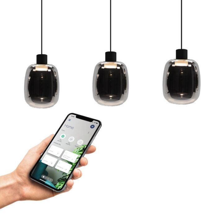 Sort modern smart pendler lampe glas, Tamika, 3,7W, RGBW LED