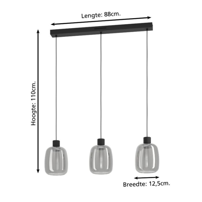 Sort modern smart pendler lampe glas, Tamika, 3,7W, RGBW LED