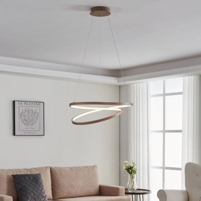 Beige modern pendler lampe aluminium, Ties, 36W, 3000K LED