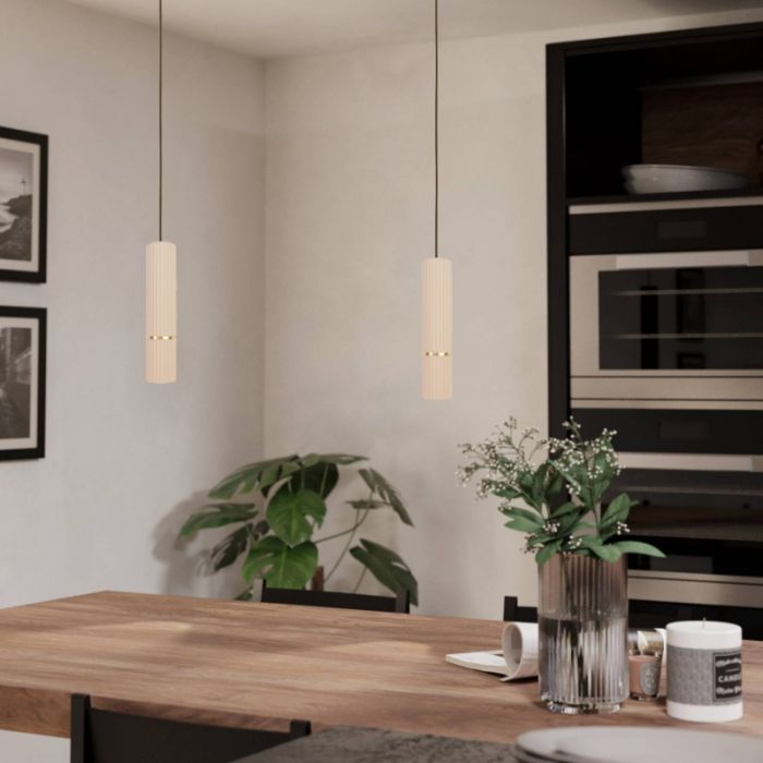 Beige modern pendler lampe stål, Vahid