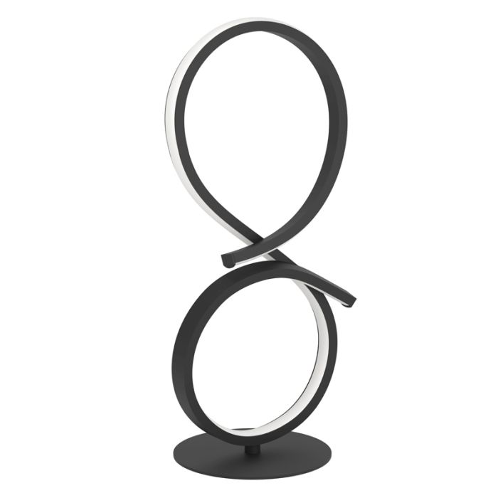 Sort modern bordlampe aluminium, Thekla, 11,4W, 3000K LED, med brytare