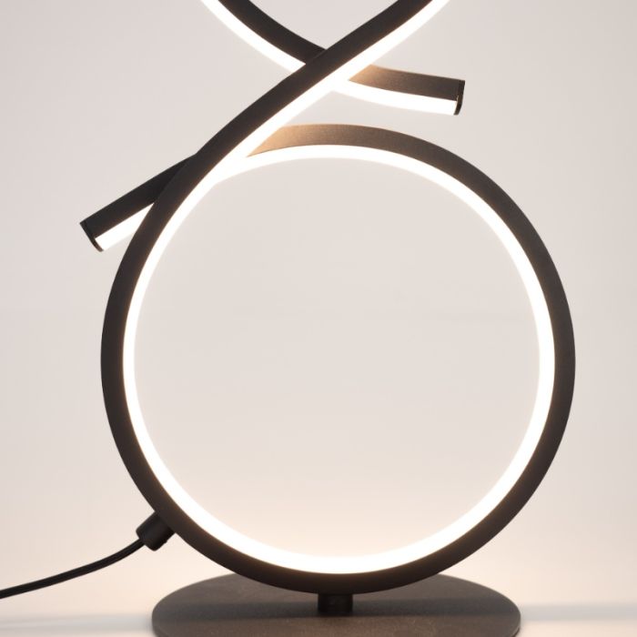 Sort modern bordlampe aluminium, Thekla, 11,4W, 3000K LED, med brytare