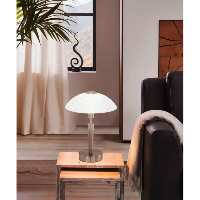Nikkel klassisk bordlampe stål, Adi, med beröringsdimmer