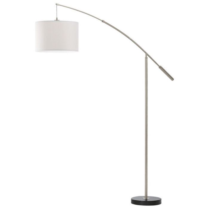 Nikkel modern gulvlampe bue stof, Ralph, med brytare