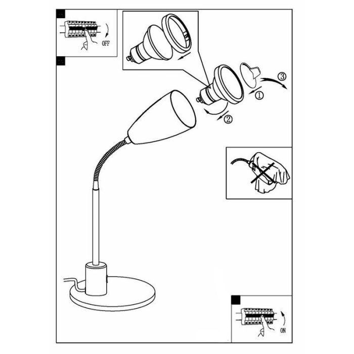 Hvid bordlampe metal, Said, med brytare