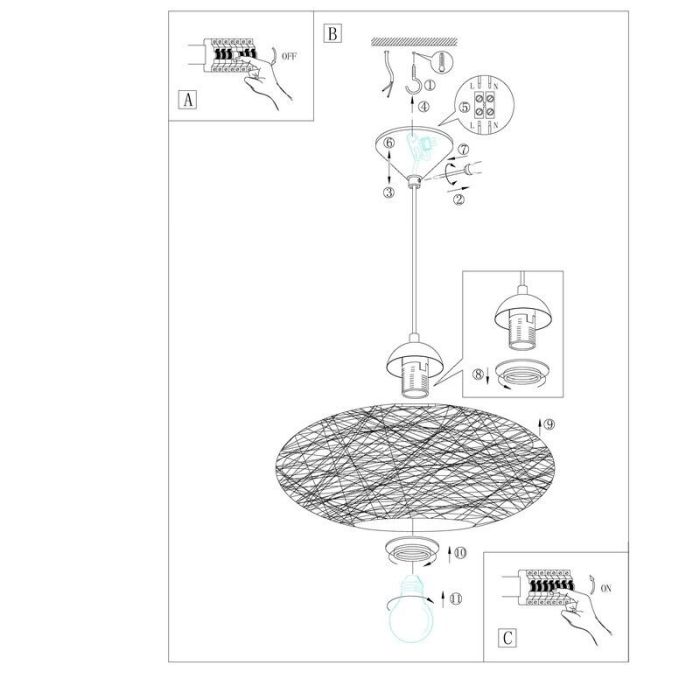 Hvid design pendler lampe plast, Hero