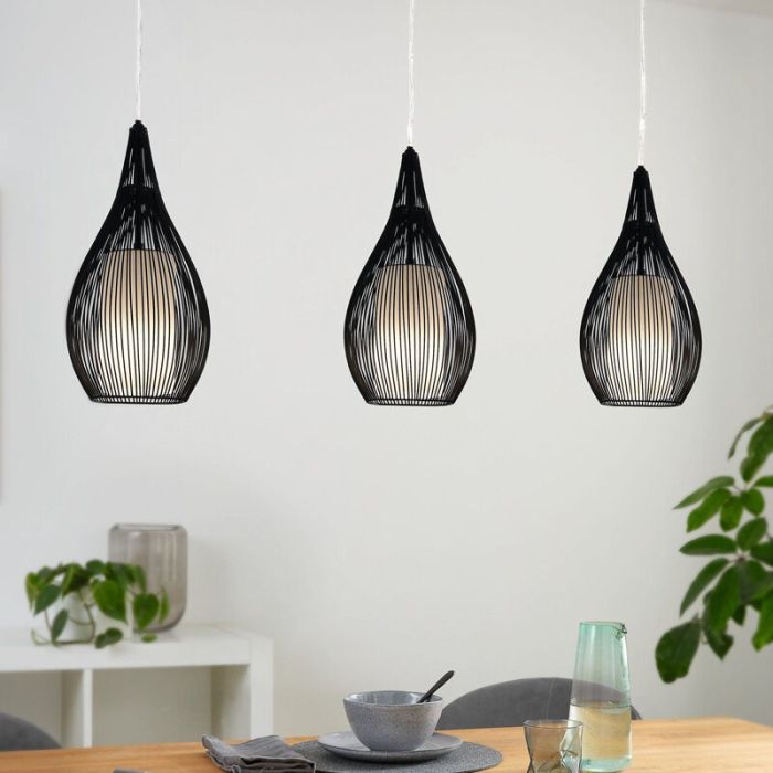 Sort modern pendler lampe glas, Maritima