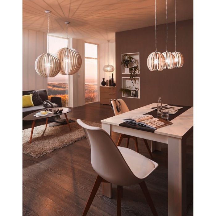 Hvid rustik pendler lampe træ, Bergama
