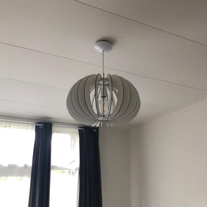Hvid rustik pendler lampe træ, Bergama