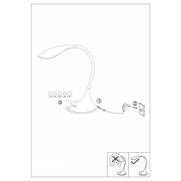 Sort design skrivebordslampe plast, Lovisa, 5W, 3000K LED, med beröringsdimmer