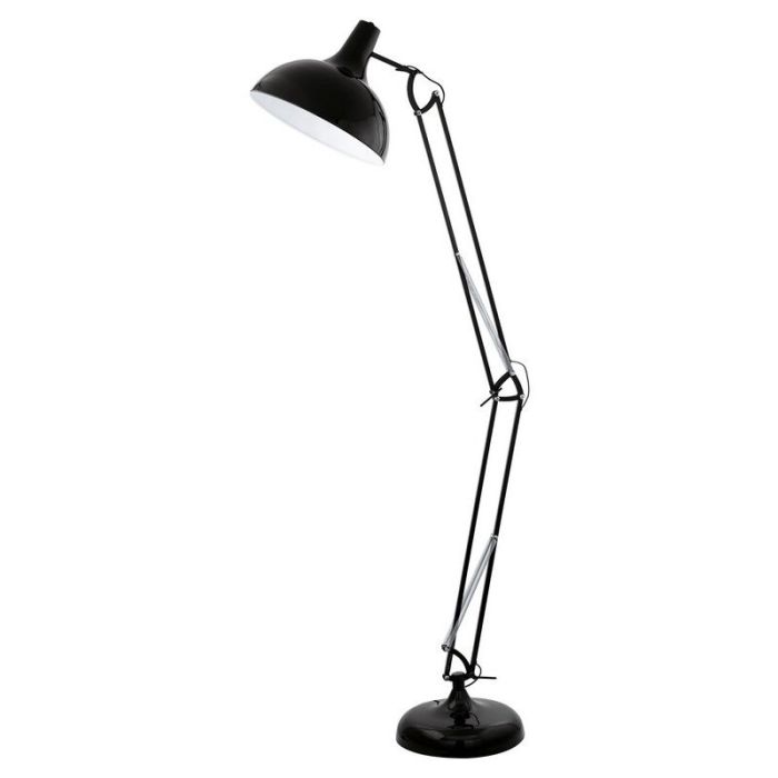 Sort industri gulv lampe metal, Josha, med brytare