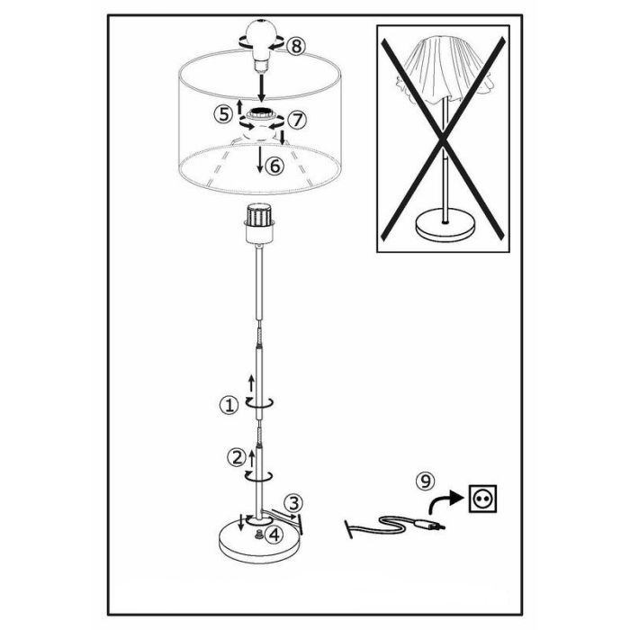 Brun modern gulv lampe stof, Terme, med brytare