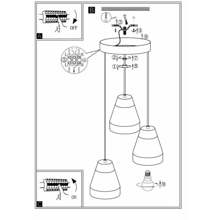 Beton pendler lampe brun, Antonio