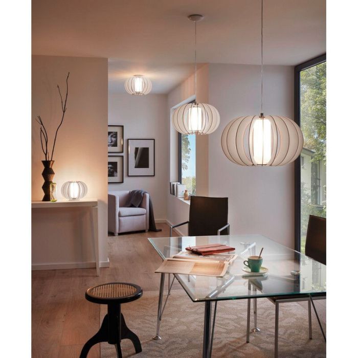 Hvid rustik pendler lampe træ, Kiran