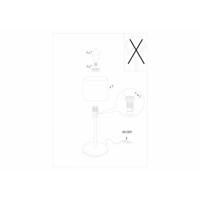 Hvid modern bordlampe stof, Abano, med brytare