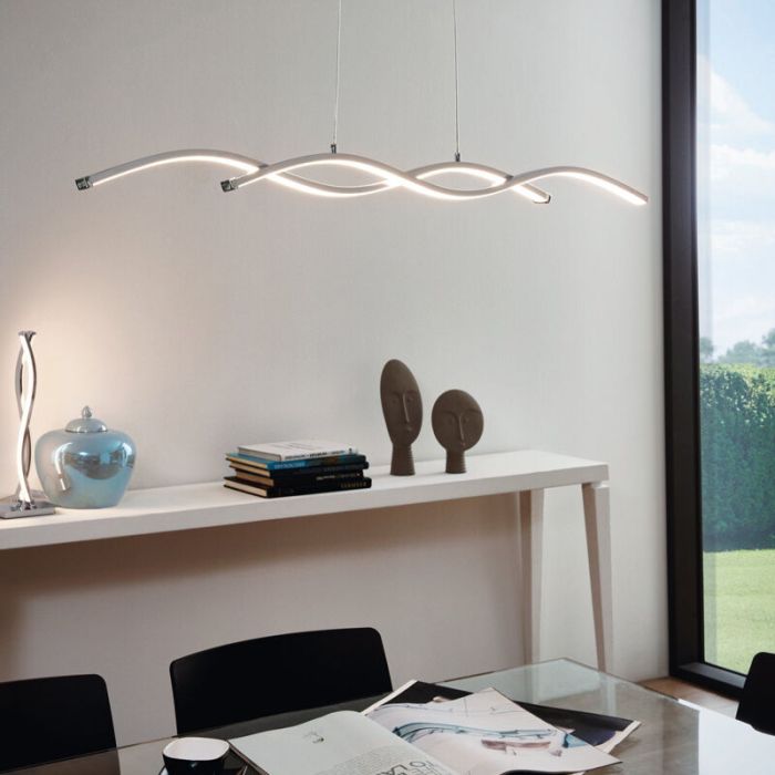 Krom modern pendler lampe aluminium, Arantxa, 14W, 3000K LED