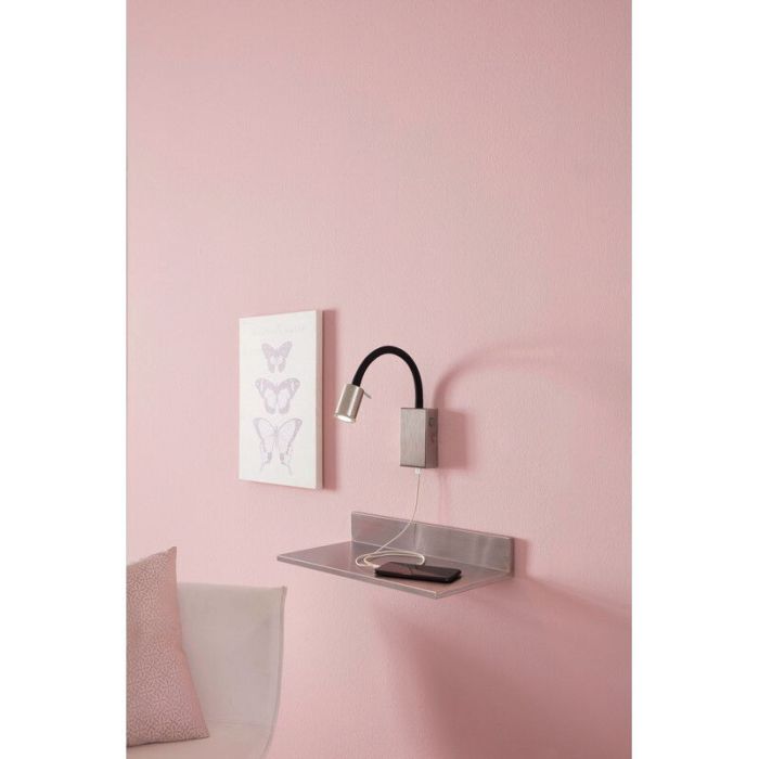 Nikkel modern væglampe plast, Cafer, 4W, 3000K LED, med brytare