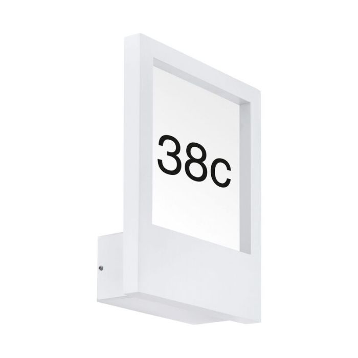 Hvid modern husnummer med lys aluminium, Jovan, IP44