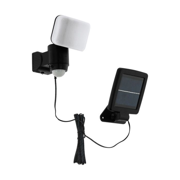 Sort udendørs væglampe solcelle plast, Frits, 5W, 6500K LED, IP44