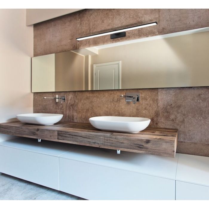 Sort modern spejllampe aluminium, Nancy, 14W, 4000K LED, IP44