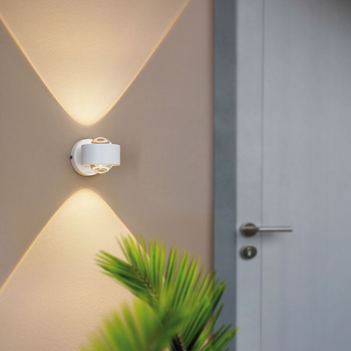 Hvid modern udendørslampe aluminium, Lyn, 2W, 3000K LED, IP44