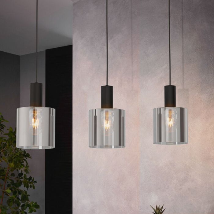 Grå modern pendler lampe glas, Paulina