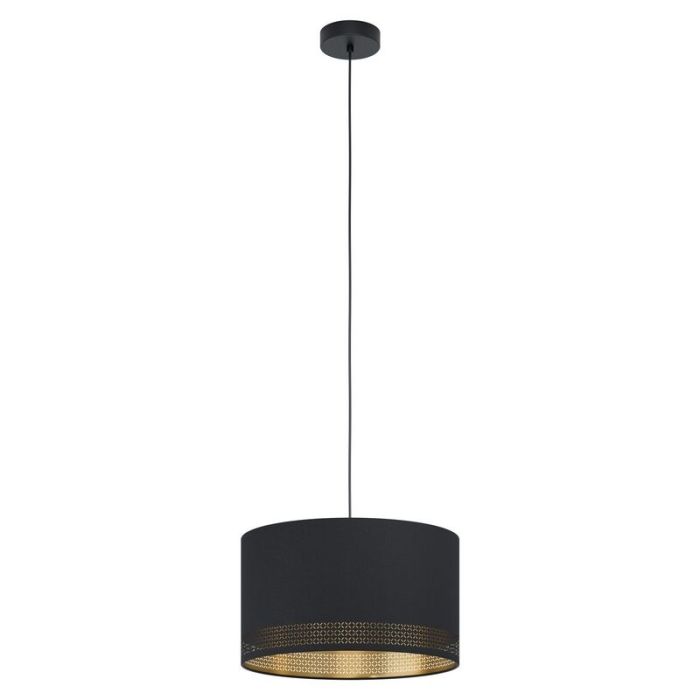 Sort modern pendler lampe stof, Niko