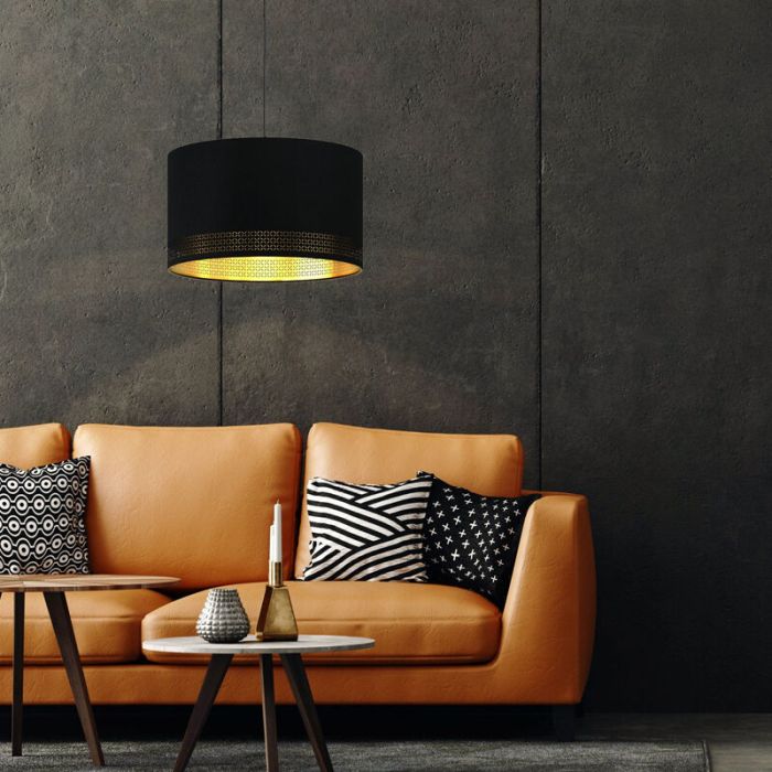 Sort modern pendler lampe stof, Niko