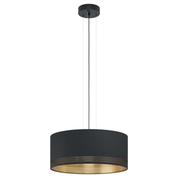 Sort modern pendler lampe stof, Niko