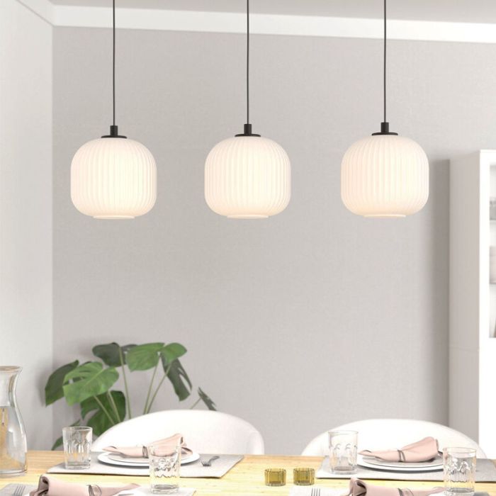 Hvid retro pendler lampe glas, Elvera